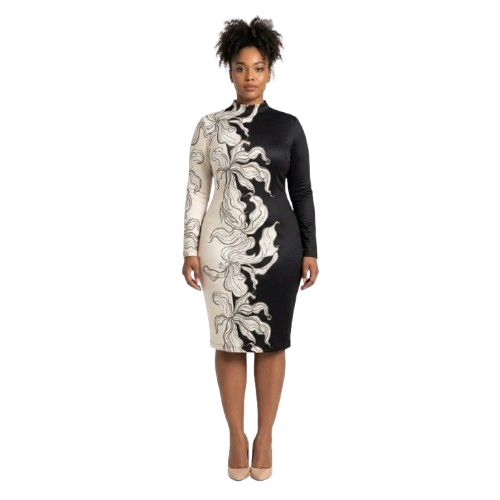 Abstract Scrollwork Tailoring Fabric in Black and Cream