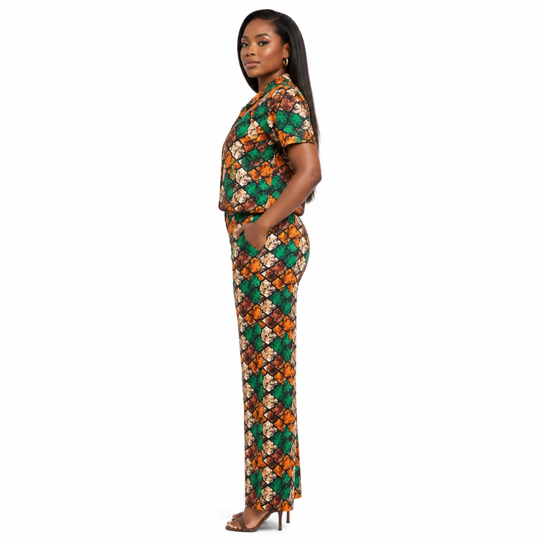 Unisex Multicolor African Print Two Piece Set