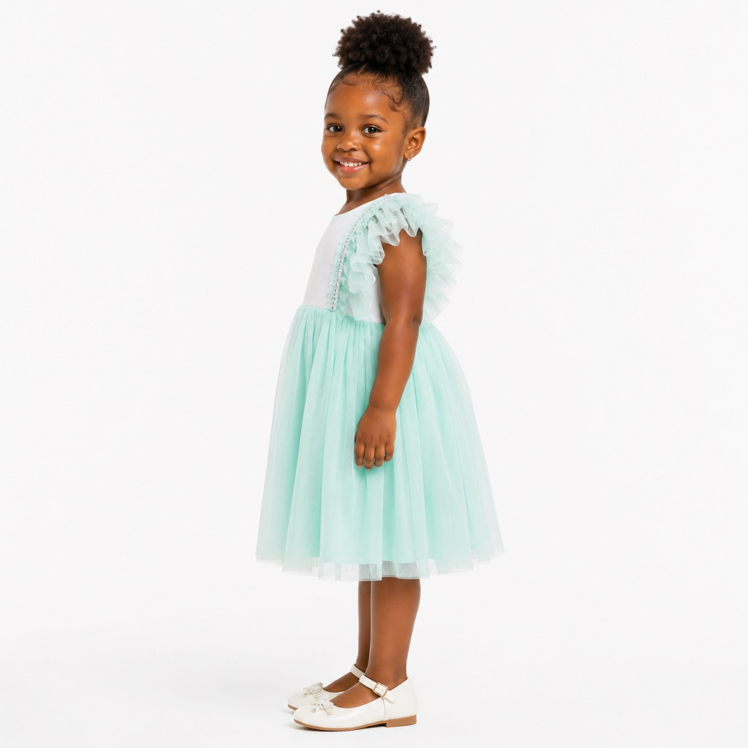 Girls  Mint Green Ruffle Tulle Party Dress