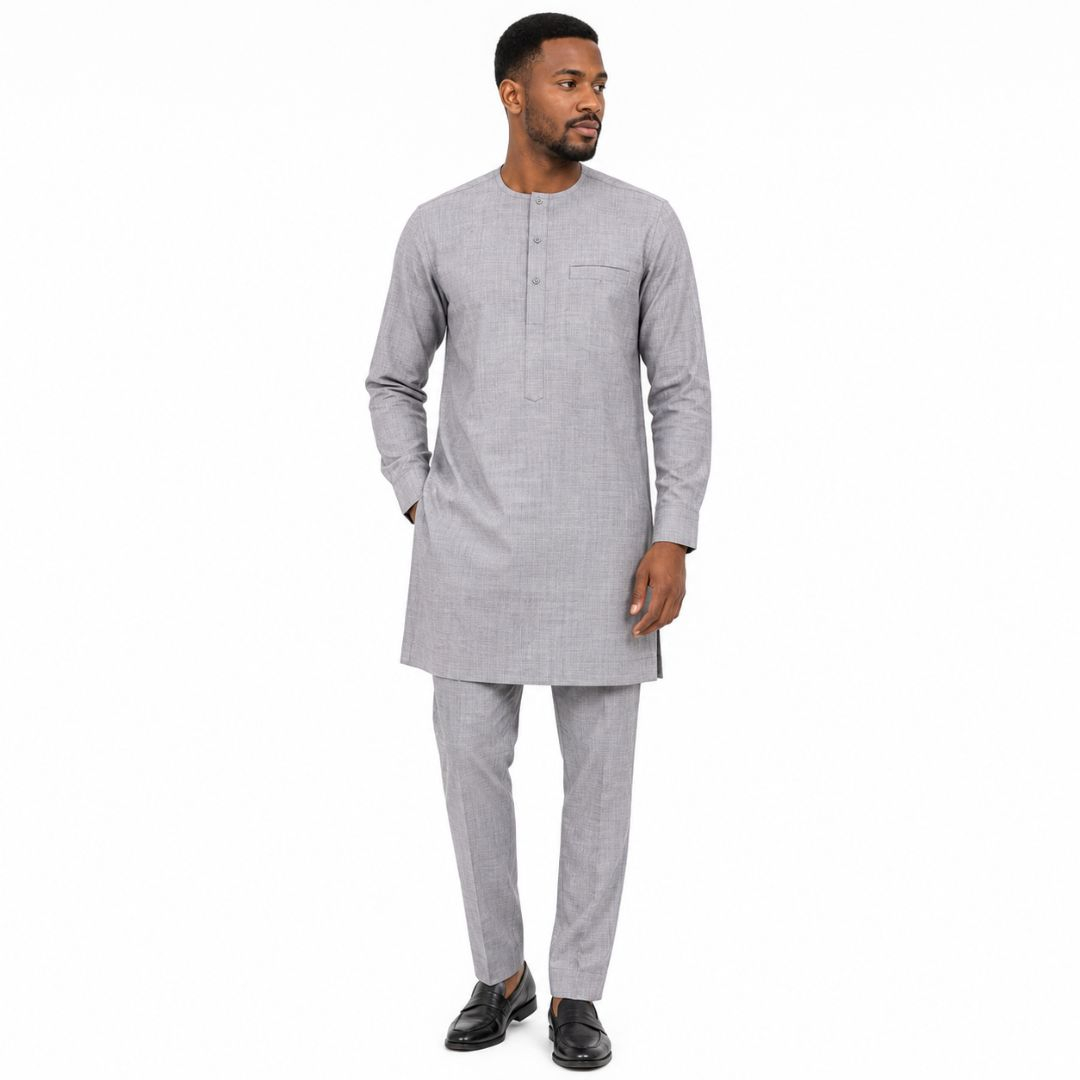Premium Light Grey Textured Plain Fabric