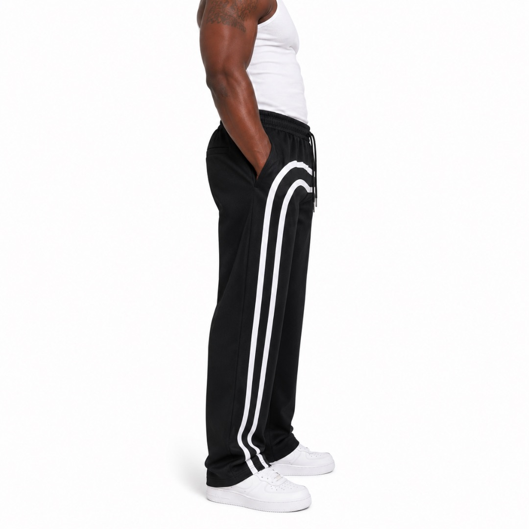 Unisex Black and White Stripe Detail Track Trousers