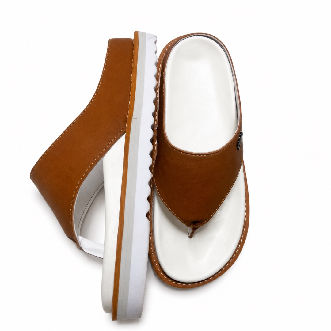 Unisex Brown Classic Toe Post Slide Sandals