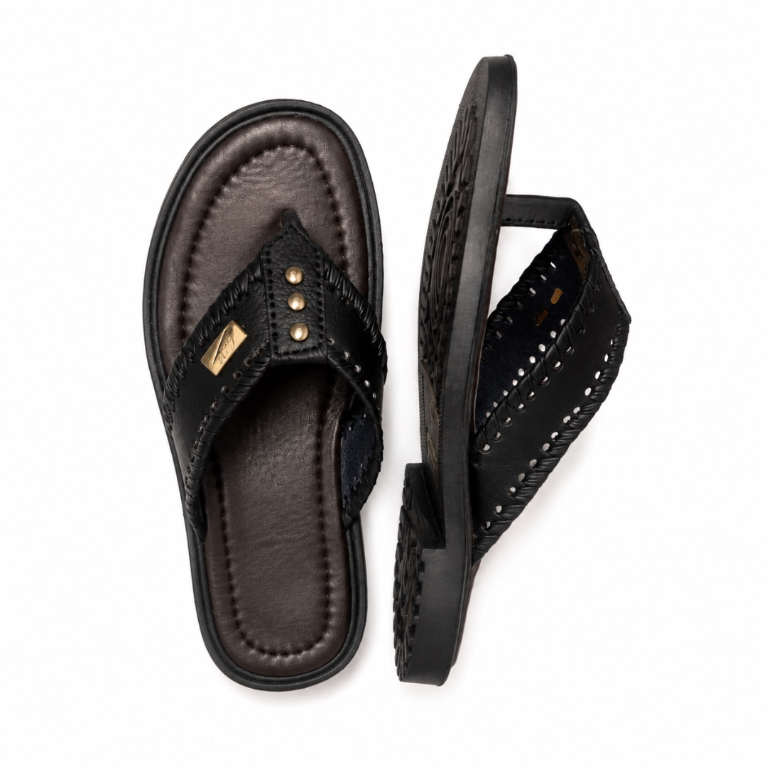 Unisex Dark Brown Cross Strap Slide Sandals