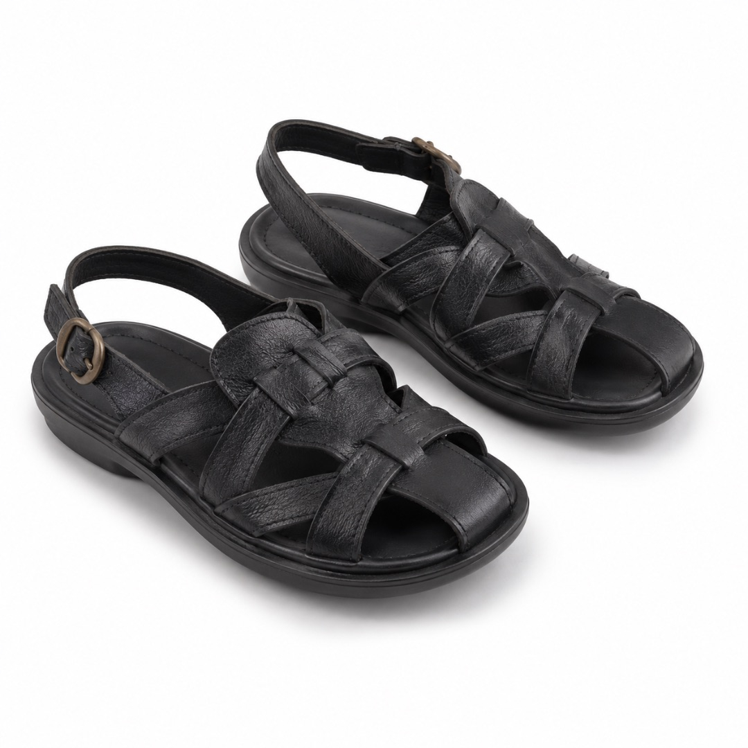 Mens Black Gladiator Strap Sandals