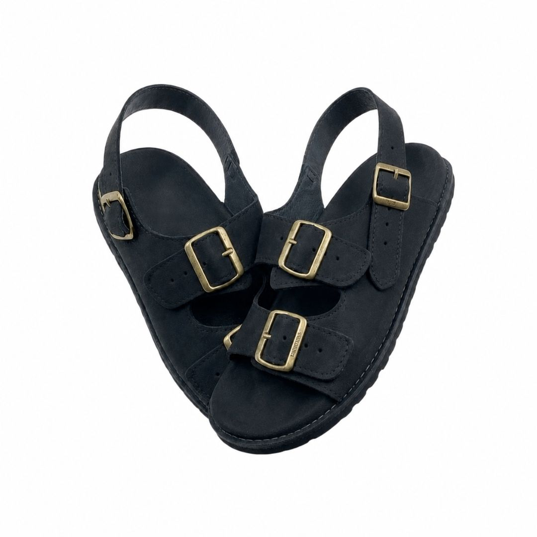 Premium Mens Black Double buckle Sandals