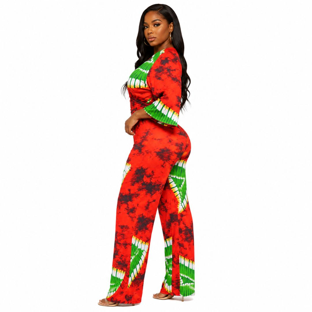 Womens Multicolor Ankara Wrap Jumpsuit