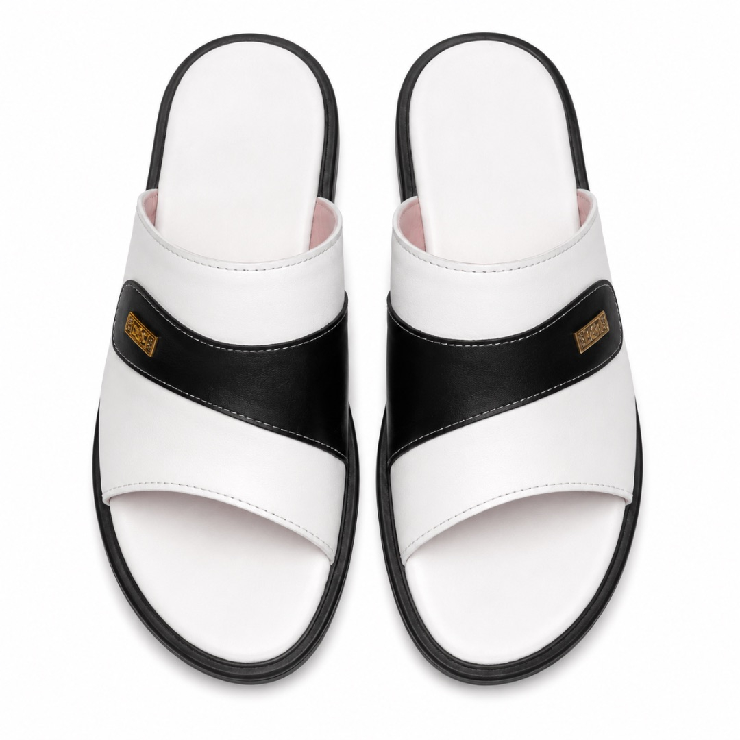 Mens  White and Black Minimalist Slide Sandals