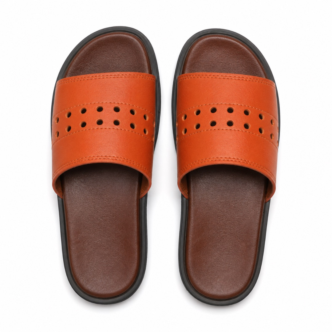 Mens two tone Perforated Comfort Slide Sandals
