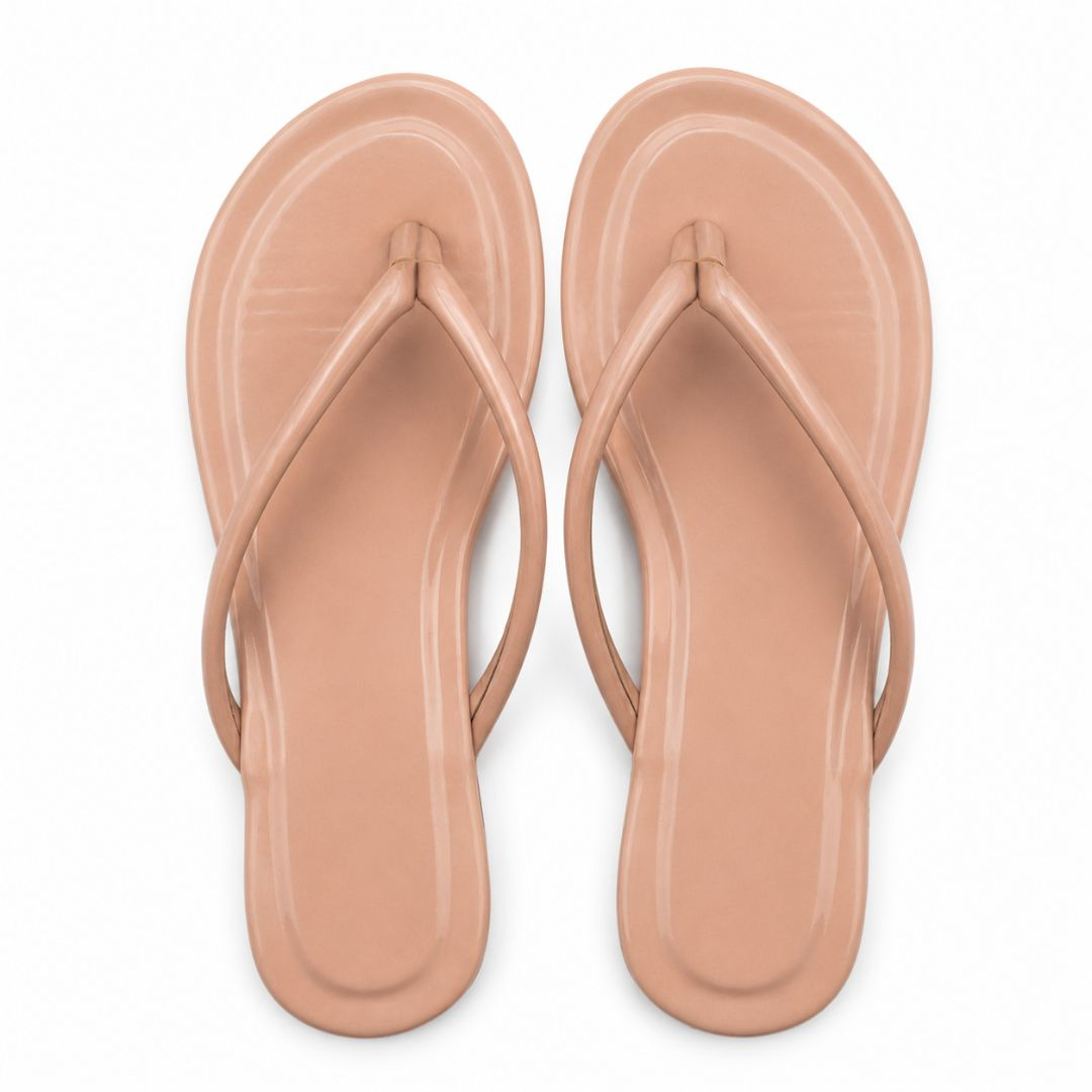 Women Blush Nude Glossy Thong Sandals
