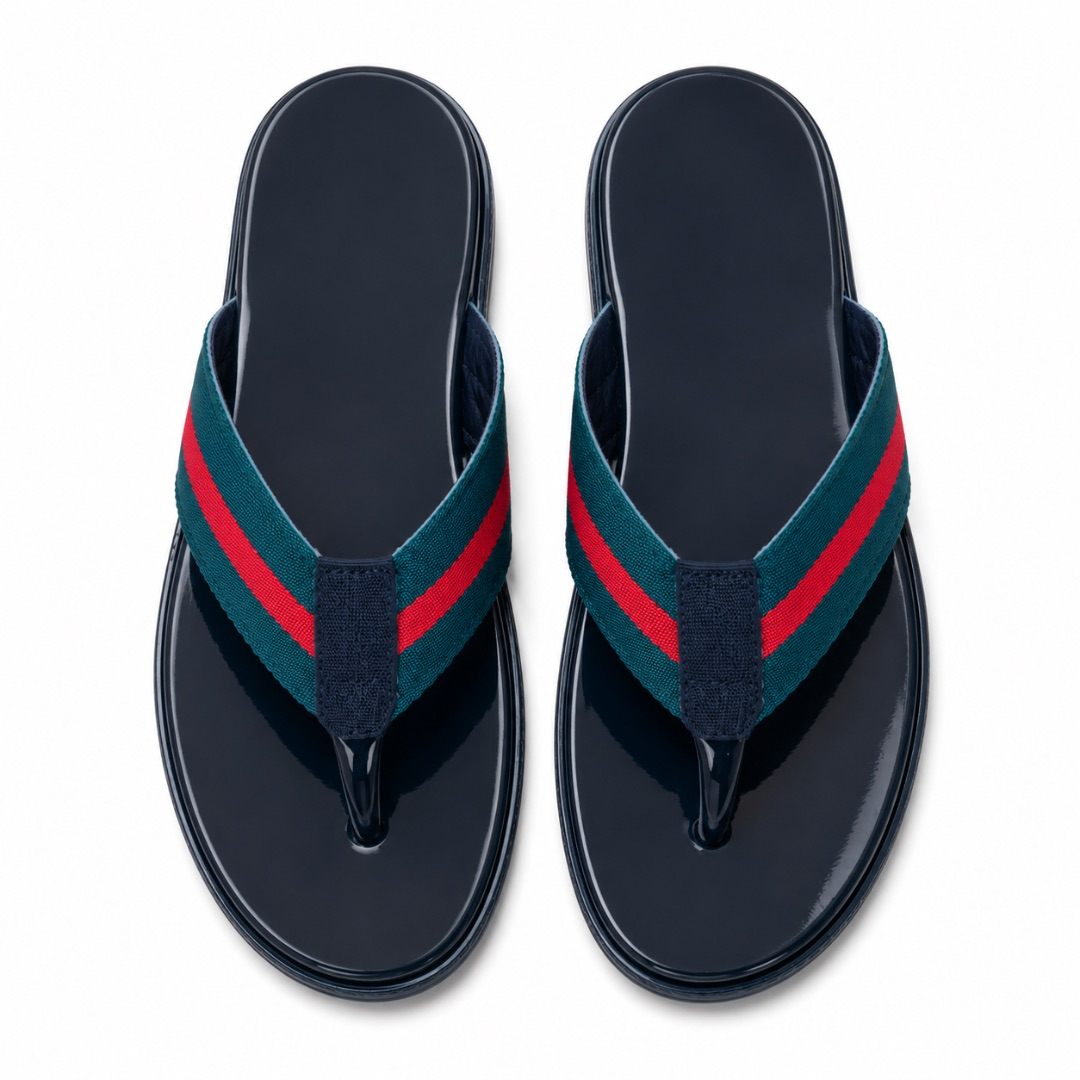Mens  Navy Blue Stripe Toe Post Sandals