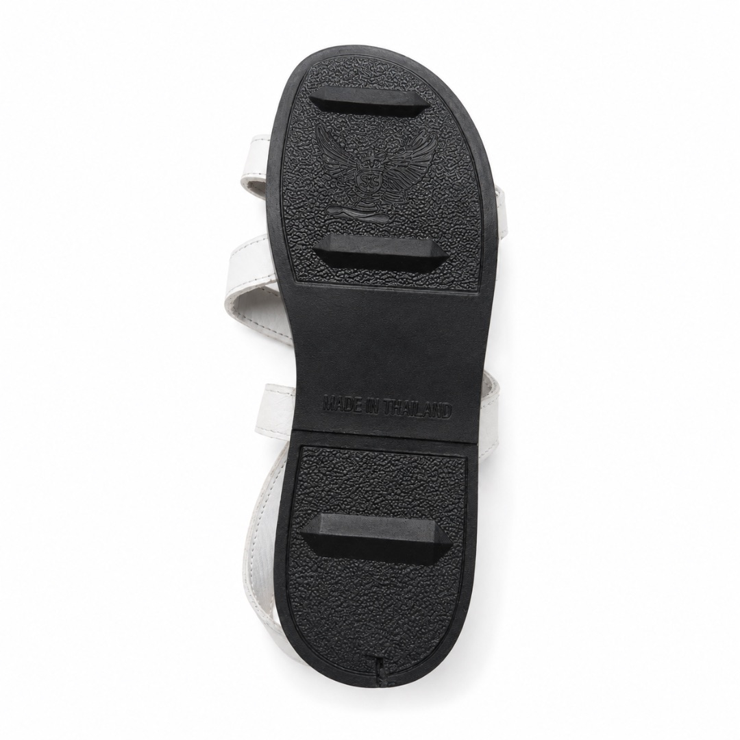 Mens  White Cross Strap Slingback Sandals