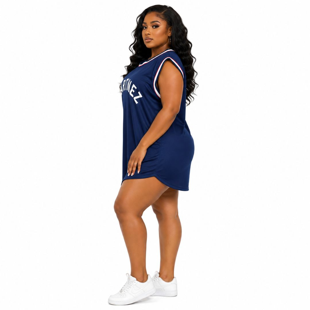 Womens Navy Blue Oversized Jersey Dress