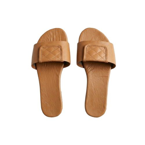 Womens Quilted Strap Flat Slide Sandals