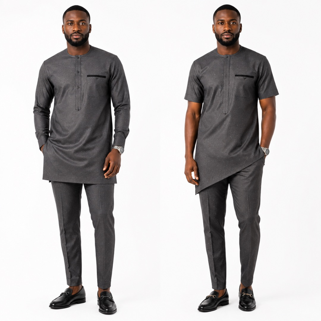 Mens  Charcoal Black Luxury Senator Fabric Material