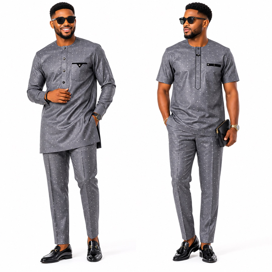 Mens  Ash Grey Luxury Senator Fabric Material
