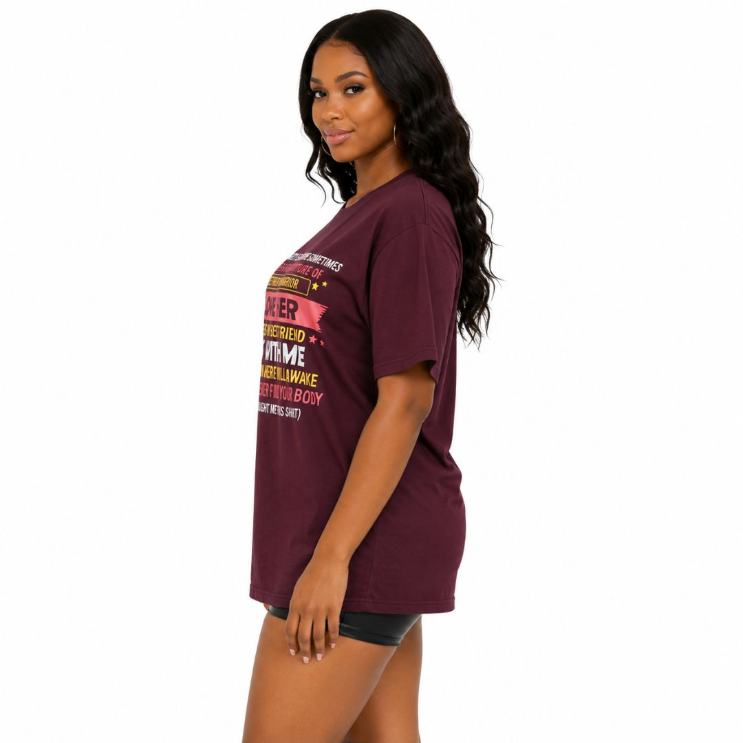 Graphic Printed Maroon Crewneck T Shirt