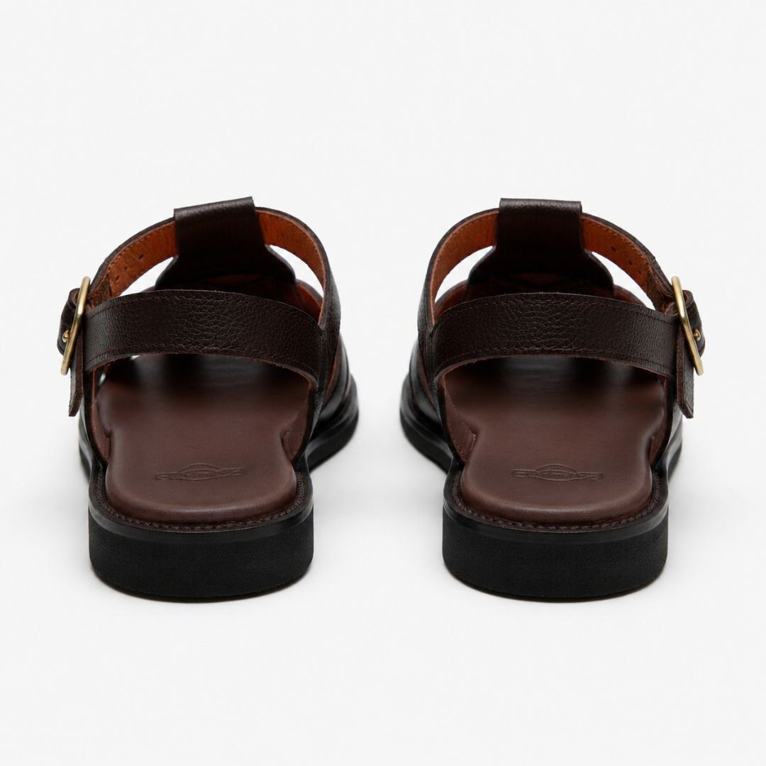 Handcrafted Dark Brown Leather Peshawari Chappal