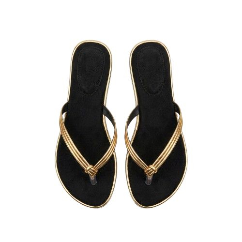Womens Gold Strap Flat Slippers