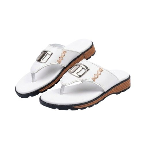 White Strap Sandals with Buckle Detail