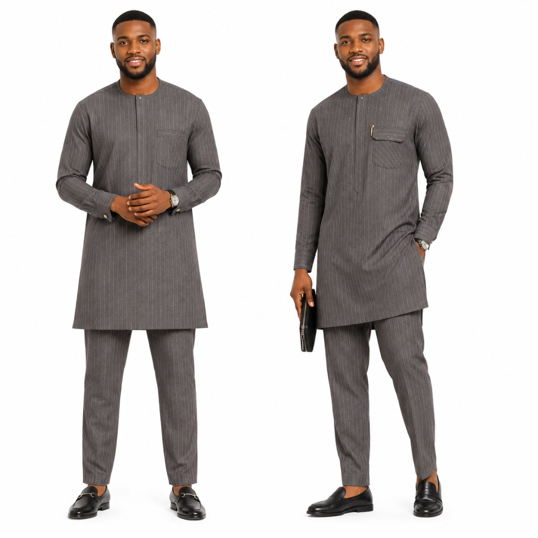 Premium Charcoal Pinstripe Senator Fabric