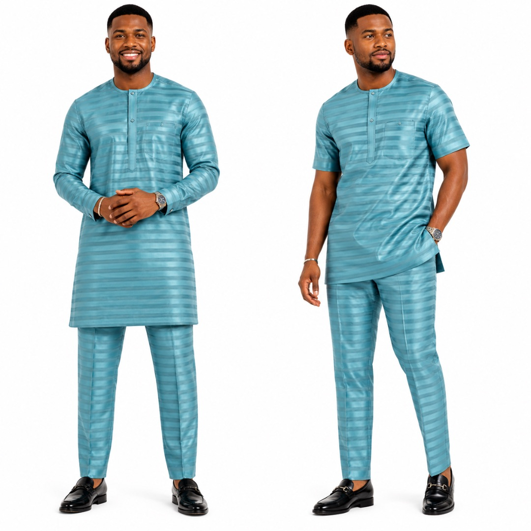 Luxury Teal Stripe satin Fabric