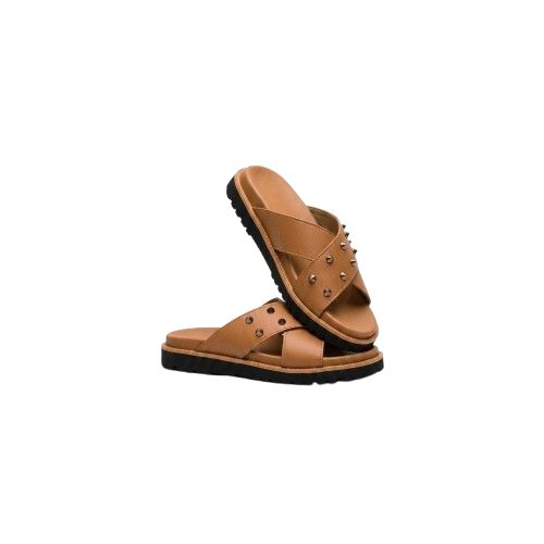Brown Strap Sandals with Studded Design