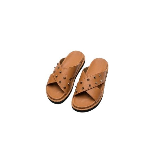 Brown Strap Sandals with Studded Design