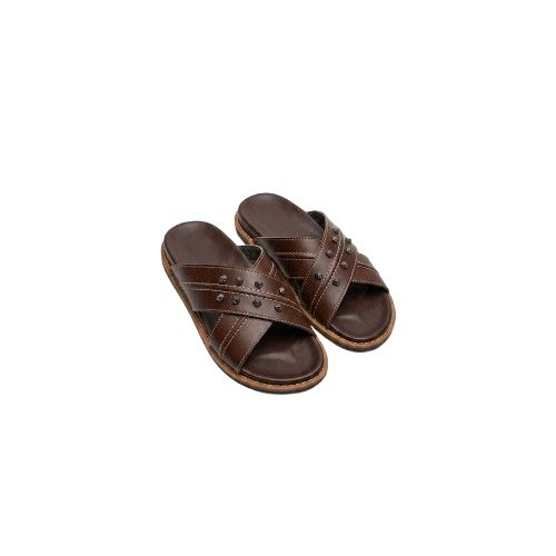 Mens Brown Strap Sandals with Studded Design