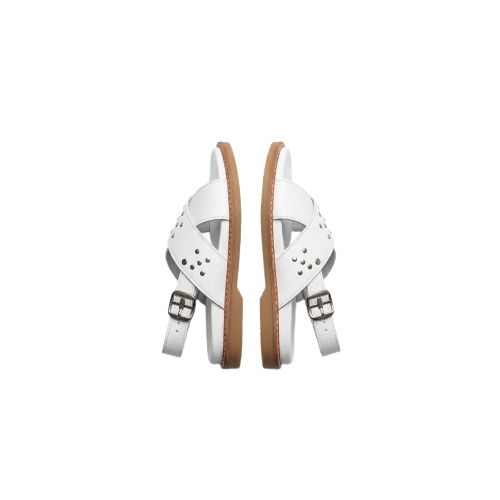 Mens White Studded Leather Sandals