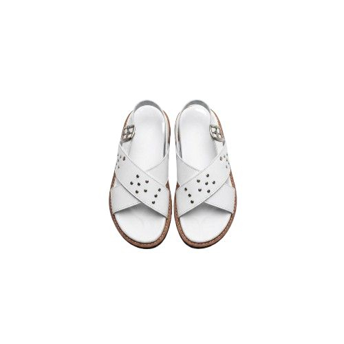 Mens White Studded Leather Sandals