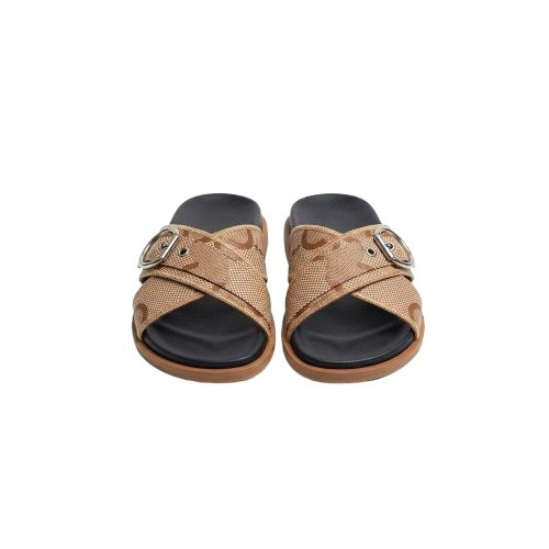 Mens OpenToe Slippers with Buckle Design