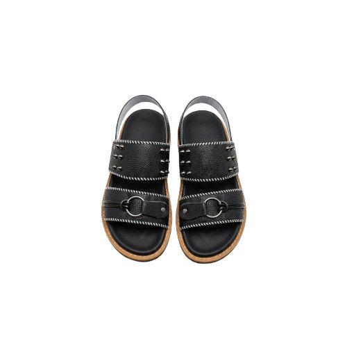 Mens Black Strap Sandals with Decorative Studs