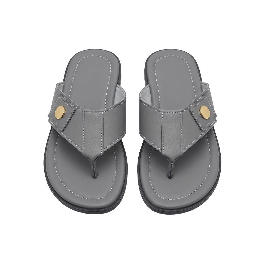Mens Grey Textured Thong Sandals