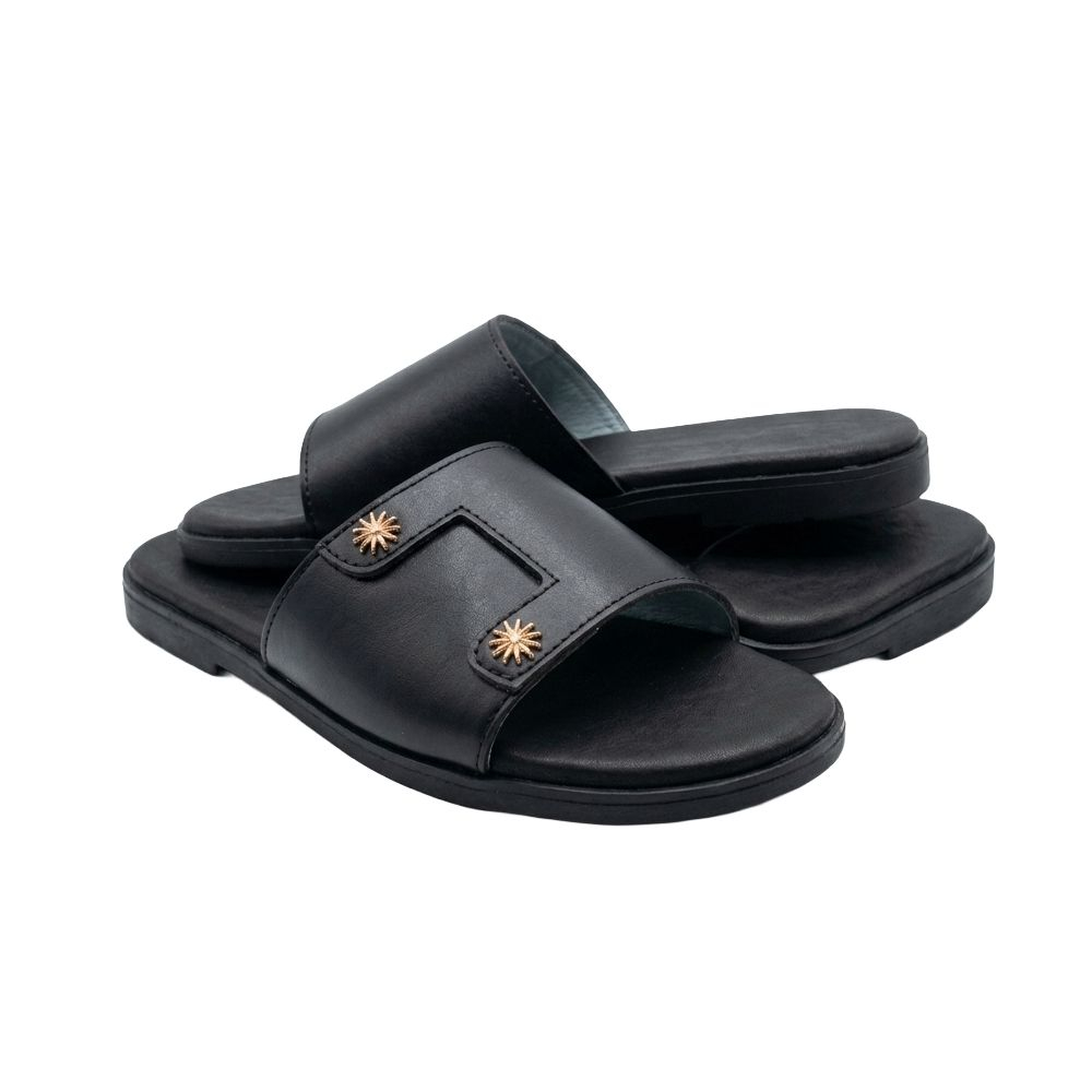 Criss Cross Black Leather Sandals