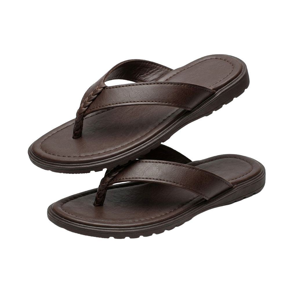 Mens Brown Leather Thong Sandals