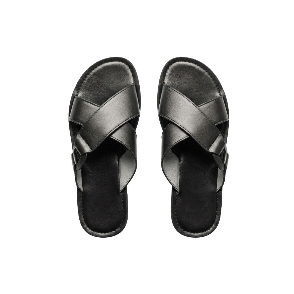 Mens Cross Strap Leather Sandals