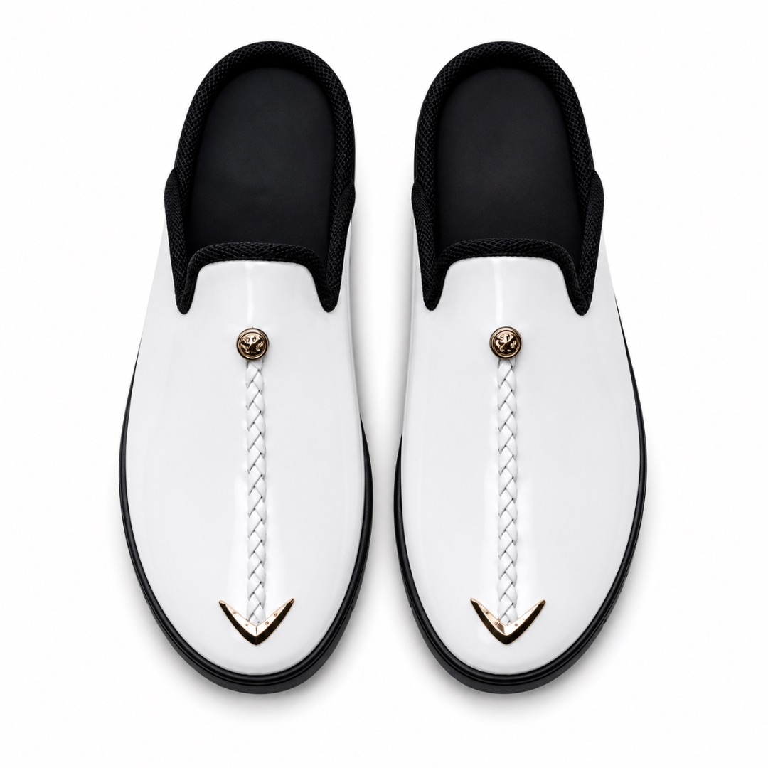Luxury White Closed Toe Mule Slippers