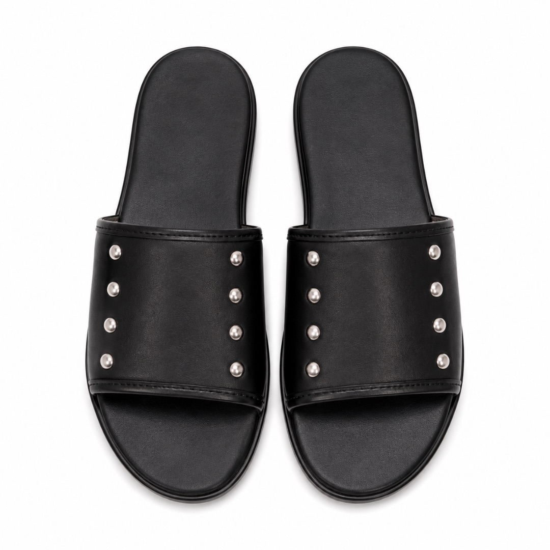 Luxury Black Studded Slide Sandals