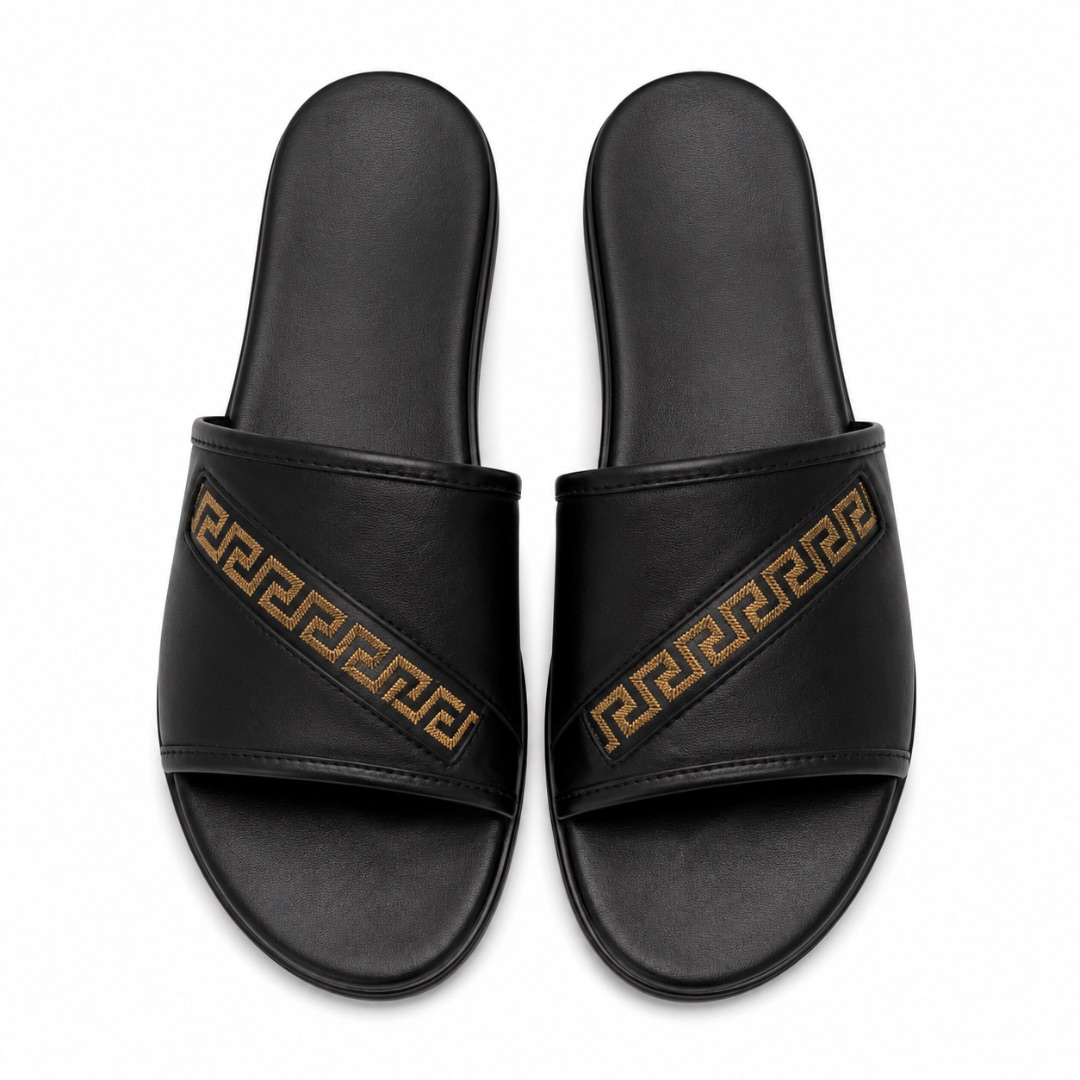 Luxury  Black Designer Slide Sandals