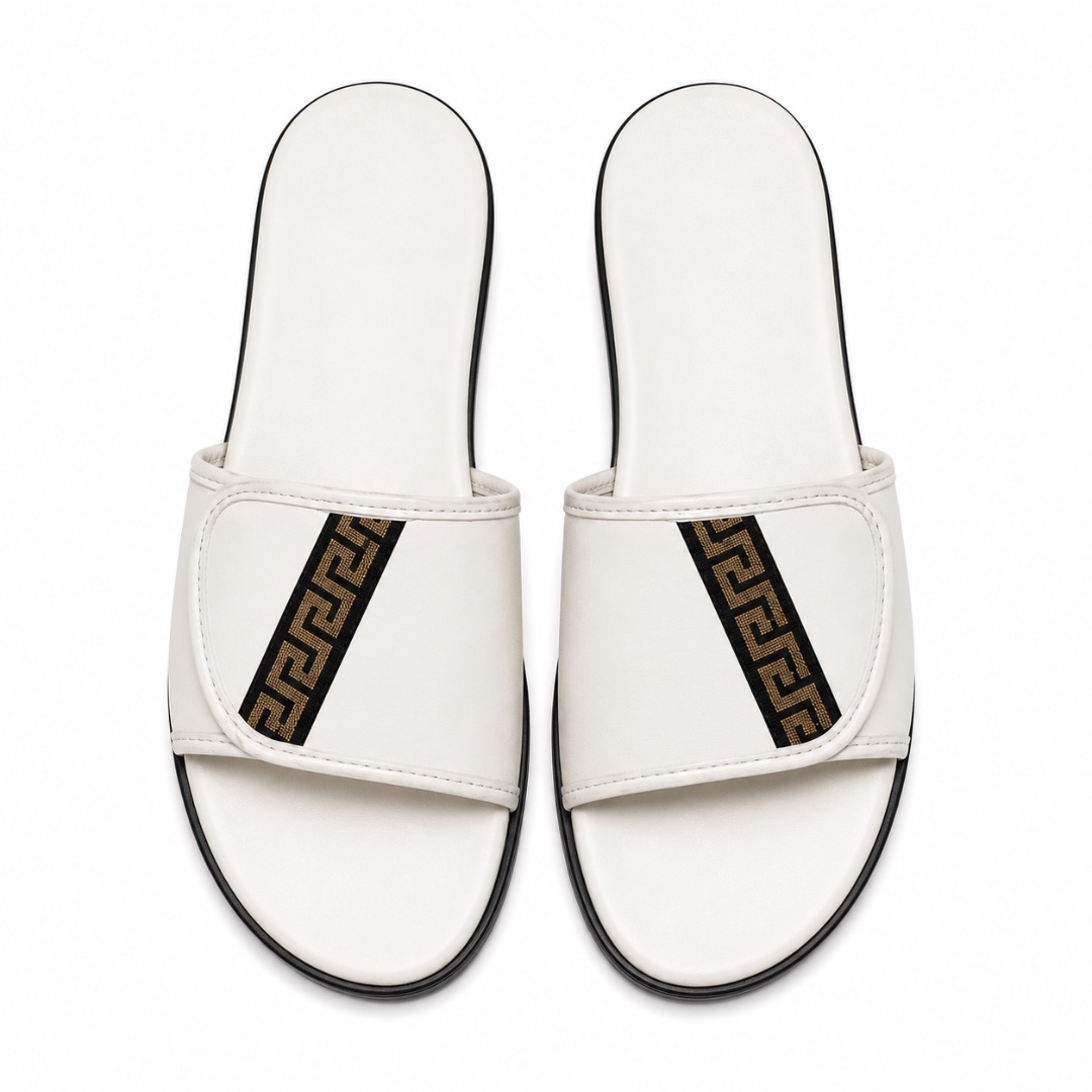 Luxury White Designer Slide Sandals