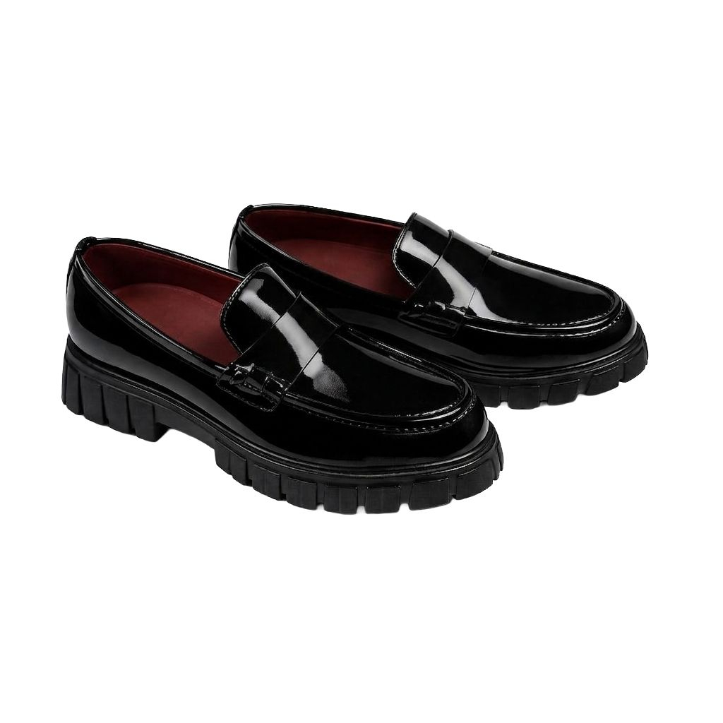 Glossy Patent Lug Sole Loafers