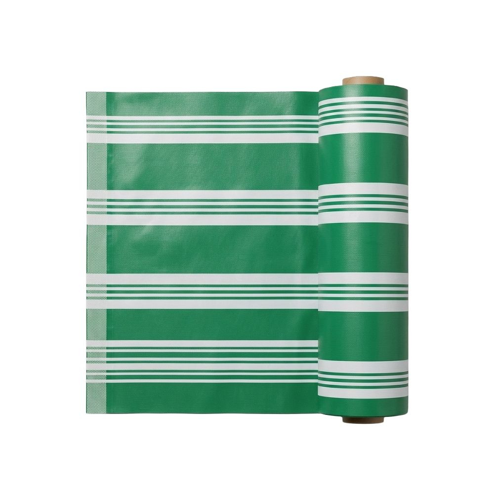 Premium Green and White Striped Leather Material