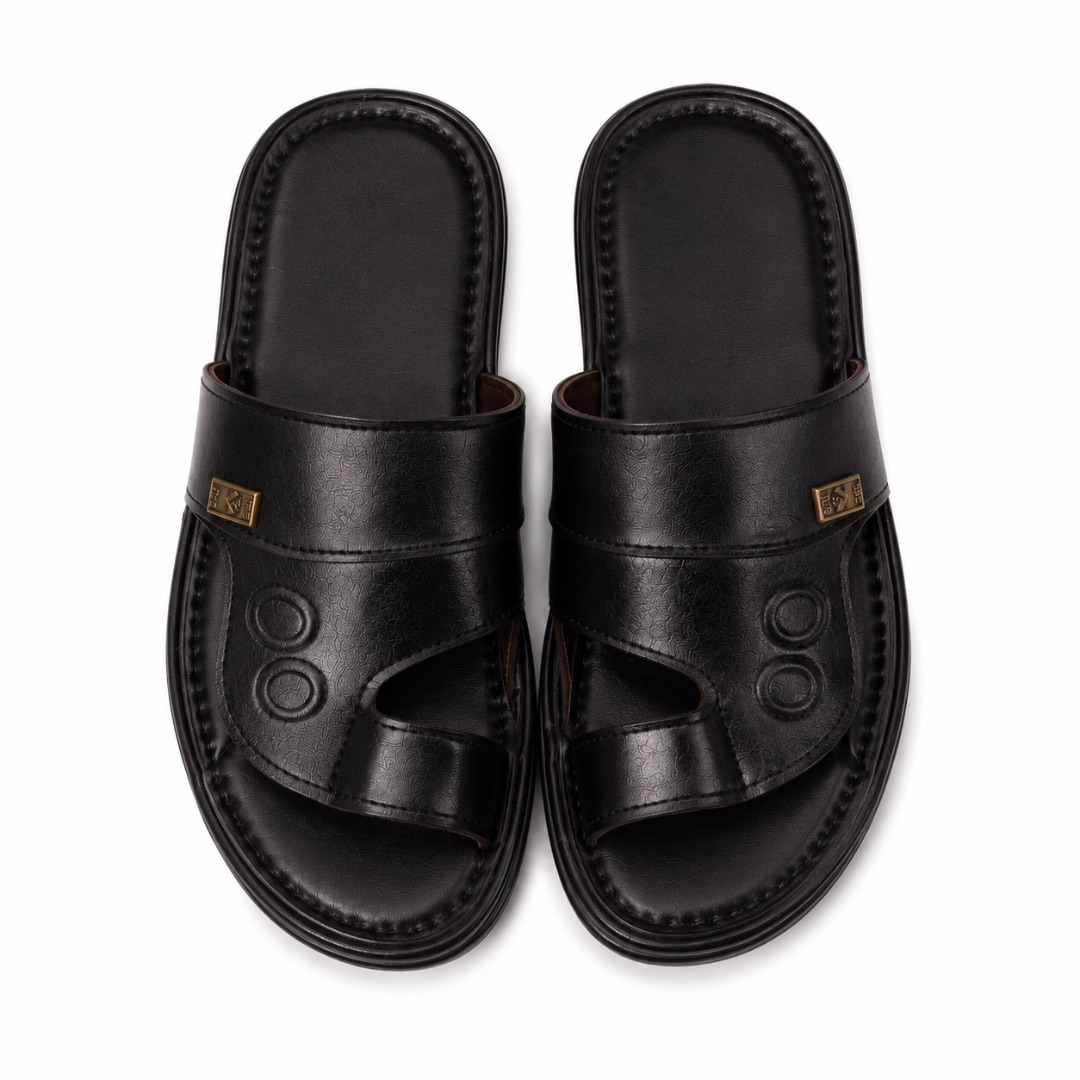 Luxury Black Cross Strap Toe Loop Slippers