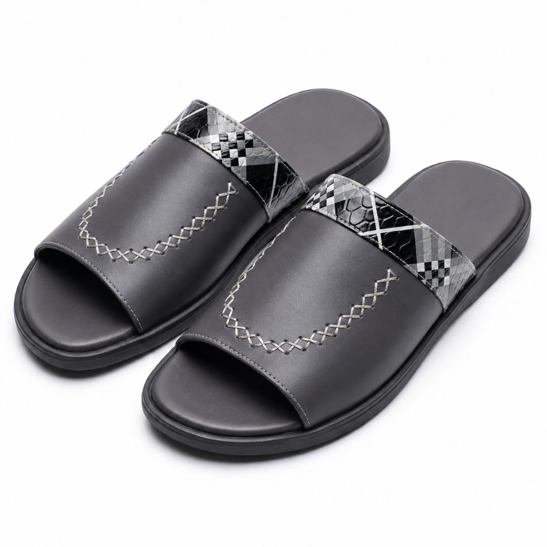 Mens Premium Grey Slide Sandals
