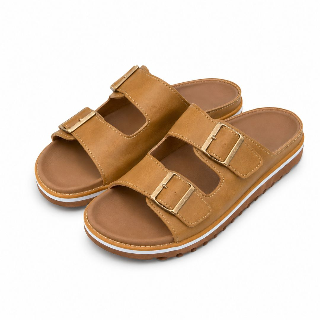Mens Dual Buckle Comfort Slides