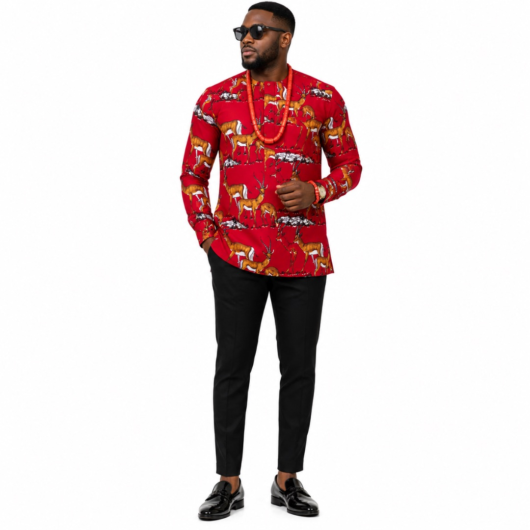 Luxury Red Royal Antelope Safari Traditional fenico Fabric