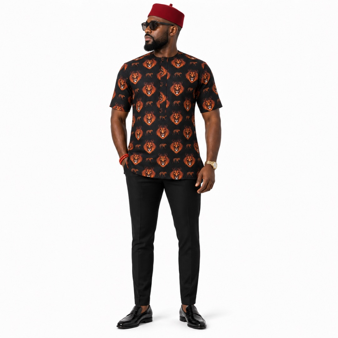 Luxury Black Lion Head Safari Traditional fenico Fabric