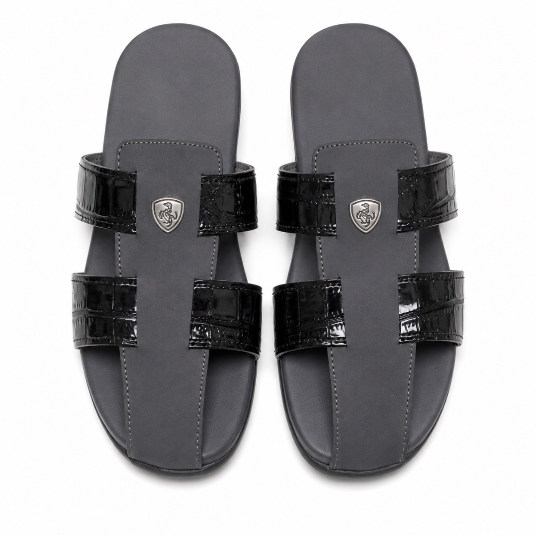 Luxury  Black Gladiator Cross Strap Slide Sandals