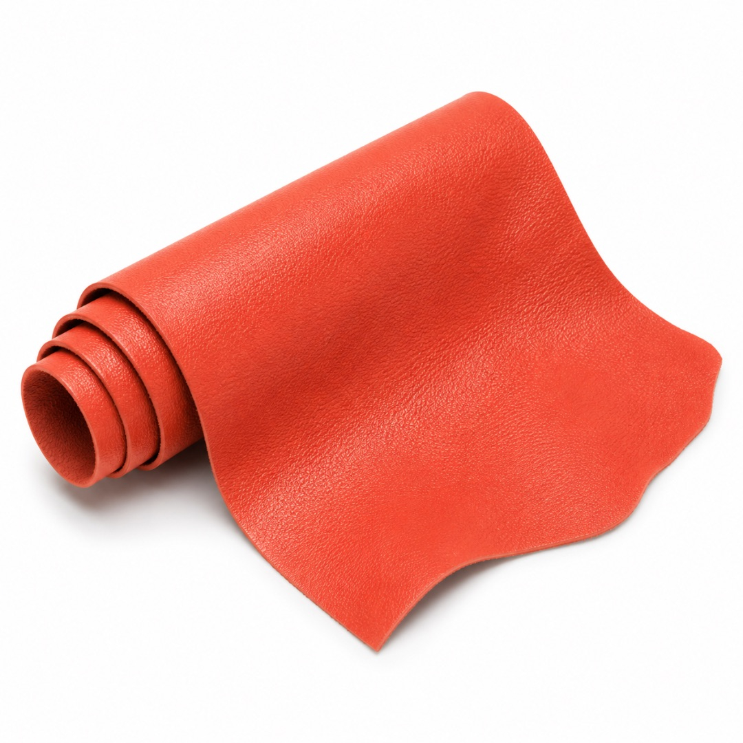Premium Coral Orange Smooth Grain Synthetic Leather Material