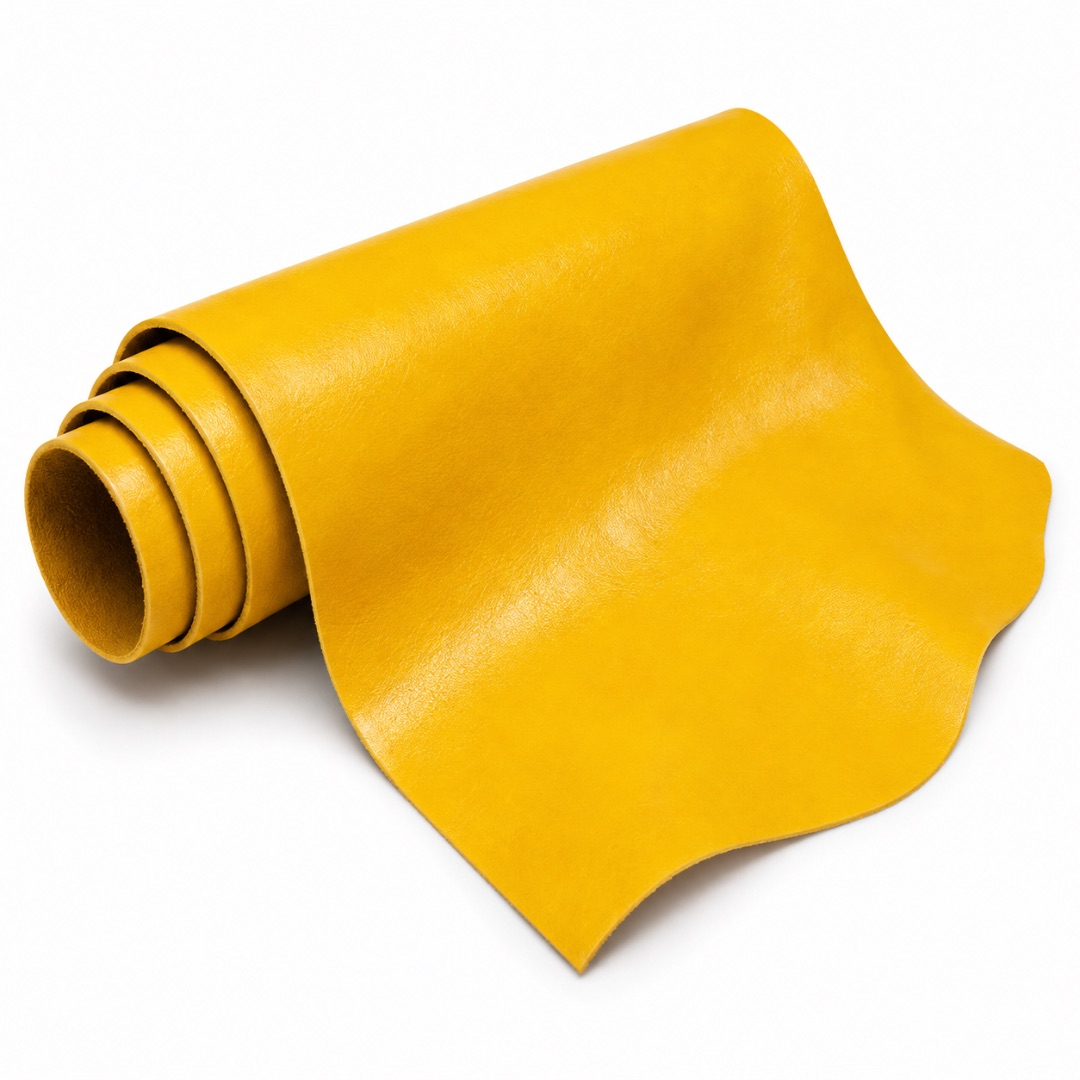 Premium Sunshine Yellow Glossy Synthetic Leather Material